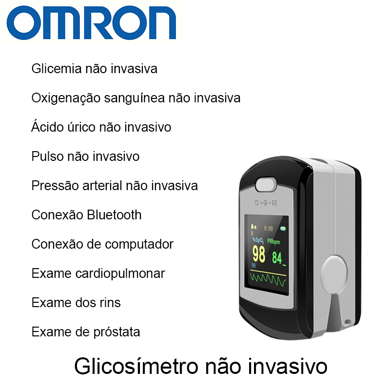 T04 (nível de açúcar no sangue não invasivo + oxigênio no sangue não invasivo + ácido úrico não invasivo + frequência cardíaca não invasiva + pressão arterial não invasiva + teste cardiopulmonar + teste renal + teste de próstata + conexão Bluetooth + conexão de computador)